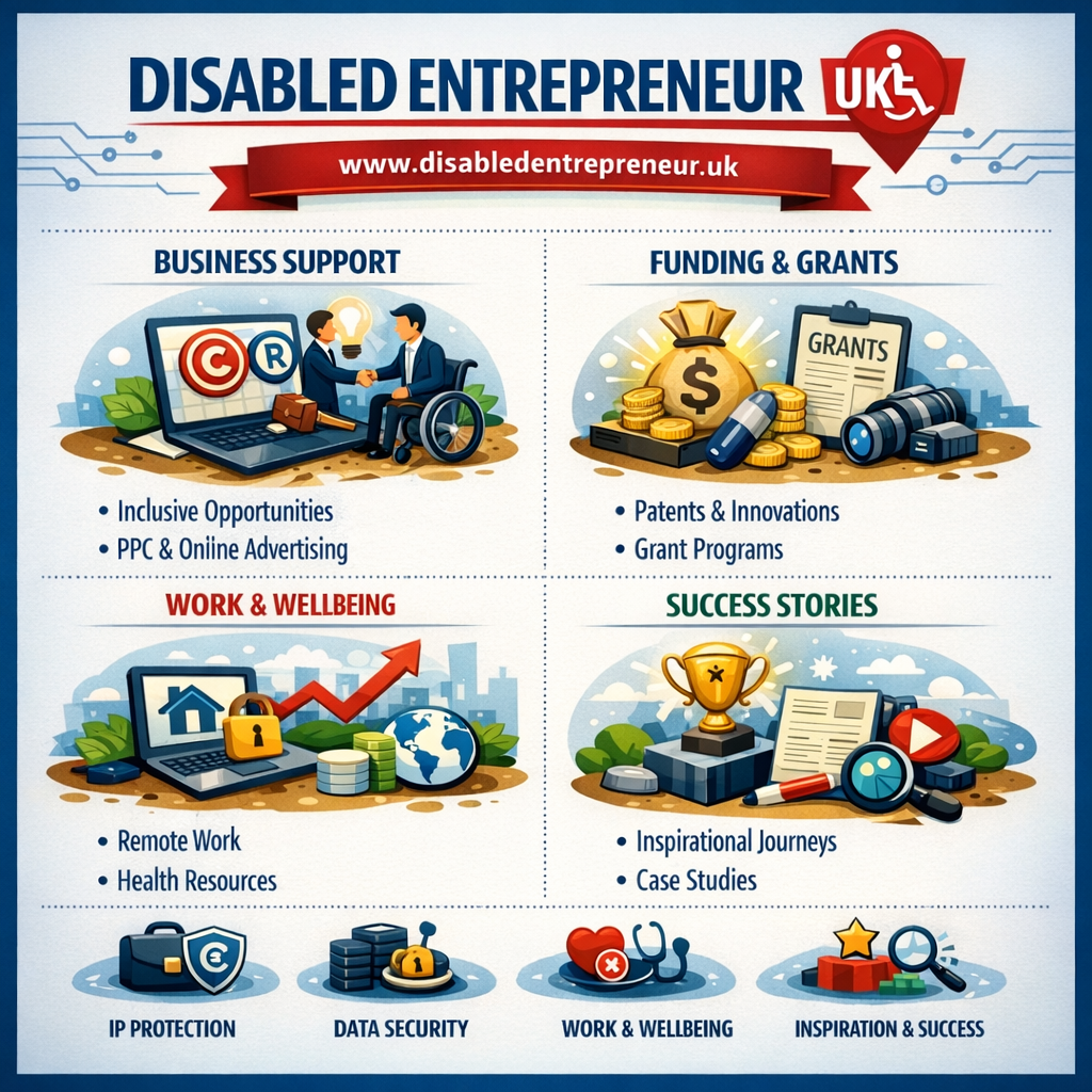 Disabled Entrepreneur UK Infographic. Image Credit: The UK Website Designers Group. Copyright 2026